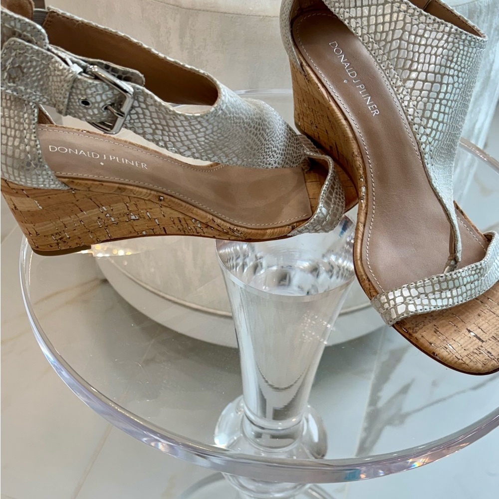 Donald J. Pliner Silver Textured Wedges - Picture 3 of 9